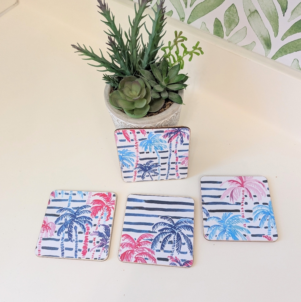 Set Of 4 Lilly Pulitzer Handmade Coasters